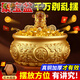 山迪聚寶盆純黃銅風(fēng)水擺件八方來(lái)財大號銅制招財銅缸開(kāi)業(yè)客廳辦公室 肚徑約11CM【紅布包裹送元寶】