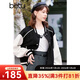百圖betu女裝春季新款短外套高級感休閑空槍棒球服外套女2401T44 黑色 S