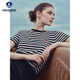 Navigare意大利小帆船短袖條紋T恤衫女25夏季新品圓領(lǐng)百搭體恤衫時(shí)尚上衣 黑白條紋 M