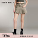 MISS SIXTY半身裙女裝含漢麻牛仔短裙復古百搭顯瘦拼接腰頭百褶裙 灰綠 S