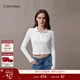 Calvin KleinJeans25秋季新款女士休閑通勤ck刺繡羅紋彈力純色長(cháng)袖T恤POLO衫