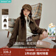 茵曼（INMAN）空氣層麂皮絨短外套2026春季女裝新款復古美拉德寬松夾克 咖啡色 S