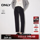 ONLY2025冬季新款復古磨毛高腰顯瘦九分直筒褲牛仔褲女|125449011 J09深牛仔灰色 XL XL標準褲長(cháng)