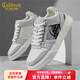 卡賓鞋子男鞋冬季新款潮牌正品百搭拼接黑白色板鞋時(shí)尚低幫增高休閑鞋 米白 41 【標準皮鞋尺碼】