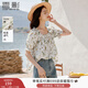 香影方領(lǐng)碎花上衣女2025夏裝新款純棉娃娃衫短袖寬松鎖骨綠色小衫 綠花 M 160/84A/95-110斤