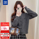唐獅（TonLion）2025秋冬女簡(jiǎn)約風(fēng)蝴蝶結裝飾圓領(lǐng)開(kāi)衫