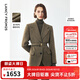 朗姿冬季新款純羊毛復古人字紋高智西裝外套優(yōu)雅氣質(zhì)收腰西服 卡其綠色2 M