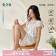 安之伴【巨涼感】睡衣女夏季2025新款甜美泡泡袖短褲純棉家居服套裝 貝殼黃 XL