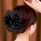 蝴蝶結發(fā)夾后腦勺2025新款高級感女士抓夾頭發(fā)的夾子高端盤(pán)頭發(fā)飾 黑色雙面玫瑰花抓夾 夾子11cm