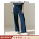 Abercrombie & Fitch美式保暖抓絨LOGO直筒運動(dòng)衛褲長(cháng)褲25秋冬新款女裝147-5115 海軍藍 M (165/76A)