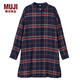 MUJI MUJI 女式 棉法蘭絨 格子束腰長(cháng)上衣  深橙色 M-L