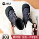 快樂(lè )瑪麗（J&M）雪地靴女冬季厚底加絨加厚保暖東北棉鞋防水面包鞋 黑色 40 