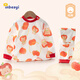 嬰蓓依兒童內衣套裝春秋款小童紅色拜年秋衣秋褲寶寶打底睡衣套頭家居服 蘋(píng)果小熊 90 身高81-90cm 可開(kāi)肩/兩用襠