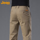 JEEP休閑褲子男士高端秋冬季寬松商務(wù)直筒潮流男褲 卡其    34   
