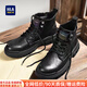 海瀾之家男鞋秋冬男靴2026新款馬丁靴男高幫棉鞋男士工裝靴大碼增高馬丁靴 黑色 42