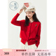 紫涵（ZIHAN）紫涵圓領(lǐng)長(cháng)袖針織開(kāi)衫女2025年秋季新款草莓刺繡軟糯寬松毛衣外套 復古紅 L