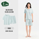 松山棉店小輕松薄荷涼感家居服套裝情侶棉莫親膚可外穿運動(dòng)短袖短褲睡衣潮 淺藍色-女士 XL 推薦 女士125-140斤、男士155-170斤