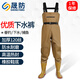 晟防下水褲水褲雨褲帶雨鞋防水衣服半身全身連體叉捕抓魚(yú)勞保皮褲 黃色-護膝雙防護 42