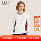 ELLE ACTIVE 舒緩極簡(jiǎn)系列V領(lǐng)衛衣女裝秋季百搭活力拼色休閑通勤舒適衛衣女 白色 L