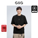 GXG男裝 夏季新款重磅系列精致小字母繡花圓領(lǐng)短袖T恤 黑色 3XL