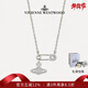 薇薇安·威斯特伍德（Vivienne Westwood）西太后珍珠項鏈女生輕奢鎖骨鏈土星吊墜毛衣鏈送女友情人節禮物 回形針 鎖骨鏈-銀色