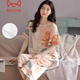 貓人（MiiOW）帶胸墊睡衣女士夏季可愛(ài)大碼薄款短袖七分褲春秋套裝春夏天家居服 短袖七分褲【帶胸墊】立6278花紋 M