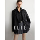 ELLE高級感廓形寬松西裝外套女2026春季新款時(shí)髦撞色設計感西服 黑色 M