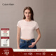 Calvin KleinJeans25夏季女士休閑印花時(shí)尚ck辣妹正肩修身針織短袖T恤上衣