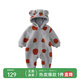 papa爬爬冬季男女寶寶仿羊羔絨爬服嬰兒連體衣外出保暖加厚 灰色 80cm