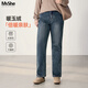 MsShe【暖玉絨牛仔褲】大碼女裝2025秋冬裝胖mm巨顯瘦加絨褲子女200斤 【暖玉絨長(cháng)褲B】牛仔深藍綠色現貨 4XL