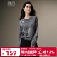 晚白【新品】設計感亮片含羊毛針織衫女2026春款氣質(zhì)寬松顯瘦百搭毛衣 深花灰 L