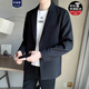 軒森圖微胖男生顯瘦穿搭小西裝外套男簡(jiǎn)約胖子大碼輕熟風(fēng)西服搭配套裝 黑色西服 2XL (180) 160-180斤