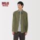 MUJI男式 法蘭絨長(cháng)袖襯衫男士襯衣25年冬季空調衫男裝純棉 卡其色 M （170/92A）