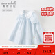 戴維貝拉（DAVE＆BELLA）女童公主裙洋氣童裝寶寶連衣裙薄款兒童衣服短袖夏季新款童裙 藍白條紋【現貨】 90 cm（建議身高80-90cm）