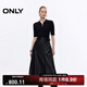 ONLY2026春季新款通勤顯瘦針織皮革拼接中長(cháng)裙連衣裙女|12617Y001 H1Z黑色 XL