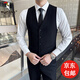 啄木鳥(niǎo)西裝馬甲套裝男結婚伴郎團禮服商務(wù)休閑大碼工作背心職業(yè)裝 單馬甲黑色 XL 建議體重135-150斤