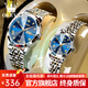 歐利時(shí)（OLEVS）瑞士認證品牌情侶手表夜光防水手表簡(jiǎn)約情侶表一對情侶款 間藍鋼帶/精美禮盒/定制刻字