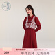 紫涵（ZIHAN）紫涵無(wú)袖國風(fēng)設計馬甲長(cháng)袖襯衫連衣裙兩件套女2024冬季新款百搭 復古紅 S