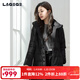 LAGOGO長(cháng)款高智老錢(qián)風(fēng)黑色系帶羽絨服拉谷谷2025冬新款OCYY43XE46 黑色 S