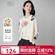 晚白【新品】2026春季氣質(zhì)設計感印花毛衣外套含羊毛短款針織開(kāi)衫女 米白色 M
