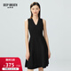 深呼吸DEEP BREATH女裝復古高腰V領(lǐng)無(wú)袖燙鉆小黑連衣裙A500133 黑 S (2)
