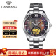 天王（TIAN WANG）傳奇系列18K金表鋼帶機械表防水情侶手表情人節生日禮物51102 18K金鑲片 鎢黑男表-日歷獨顯