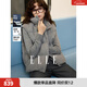 ELLE【暮色暖絨】90白鴨絨衛衣羽絨馬甲兩件套女2025冬季新款套裝 中灰 S