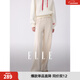 ELLE法式綿羊毛松緊腰通勤休閑褲女2025冬新款設計感顯瘦直筒褲子 米白 M