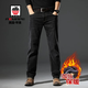 AEMAPE美國蘋(píng)果高端牛仔褲男2025秋冬加絨直筒寬松彈力加大休閑褲子男 黑色加絨 34 碼 腰圍2尺7適合155-165斤左右