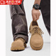 JIOESC德比鞋男透氣休閑工裝皮鞋厚底低幫大黃靴翻毛皮增高時(shí)尚2026春夏 駝色【41碼】