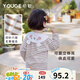 幼歌（YOUGE）【GOTS有機棉】嬰幼兒春季品卡通娃娃領(lǐng)軟糯舒適T恤上衣 卡其條紋 90 cm