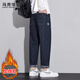 馬克華菲（MARK FAIRWHALE）休閑褲男士冬季美式寬松仿牛仔褲子男士潮牌男褲子 藍色加絨 34