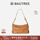 BAGTREE新年禮物 包包樹(shù)奶盒包植鞣皮輕奢品牌新款單肩斜挎枕頭hobo女包 焦糖色-中號 高級小眾生日禮物女