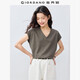 佐丹奴短袖T恤女純棉雙面布親膚透氣純色簡(jiǎn)約V領(lǐng)連袖上衣13325217